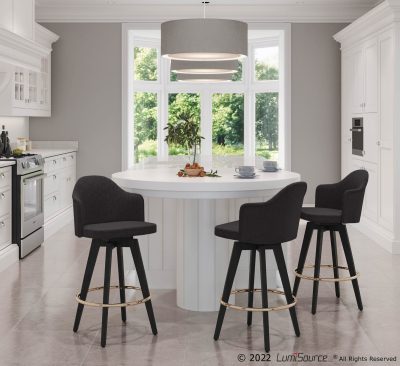 Ahoy Charcoal Fabric Contemporary 26-Inch Counter Stools w/ Charcoal Fabric Seat (Set of 2)