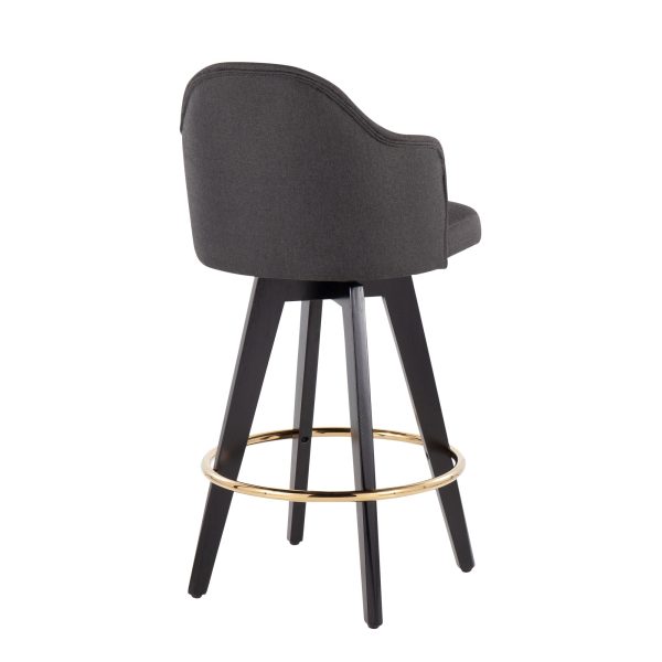 Ahoy Charcoal Fabric Contemporary 26 Inch Counter Stools w Charcoal Fabric Seat Set of 2 5