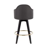 Ahoy Charcoal Fabric Contemporary 26-Inch Counter Stools w/ Charcoal Fabric Seat (Set of 2)