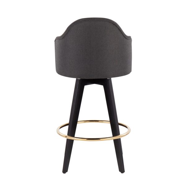 Ahoy Charcoal Fabric Contemporary 26 Inch Counter Stools w Charcoal Fabric Seat Set of 2 6