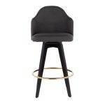 Ahoy Charcoal Fabric Contemporary 26-Inch Counter Stools w/ Charcoal Fabric Seat (Set of 2)