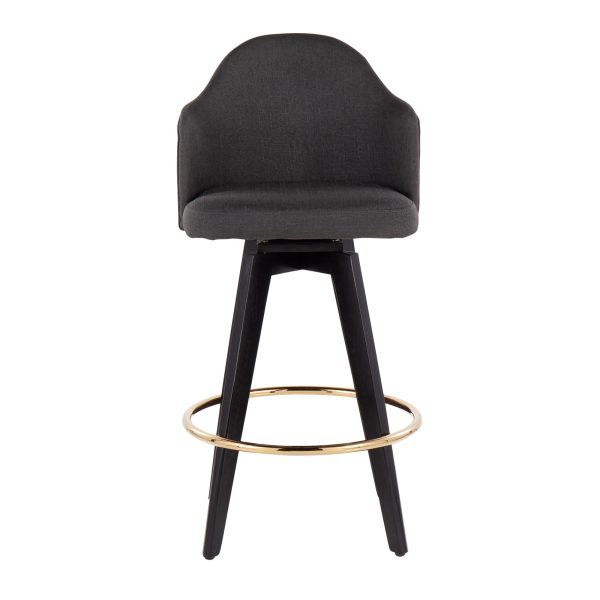 Ahoy Charcoal Fabric Contemporary 26 Inch Counter Stools w Charcoal Fabric Seat Set of 2 7