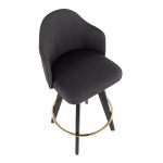 Ahoy Charcoal Fabric Contemporary 26-Inch Counter Stools w/ Charcoal Fabric Seat (Set of 2)