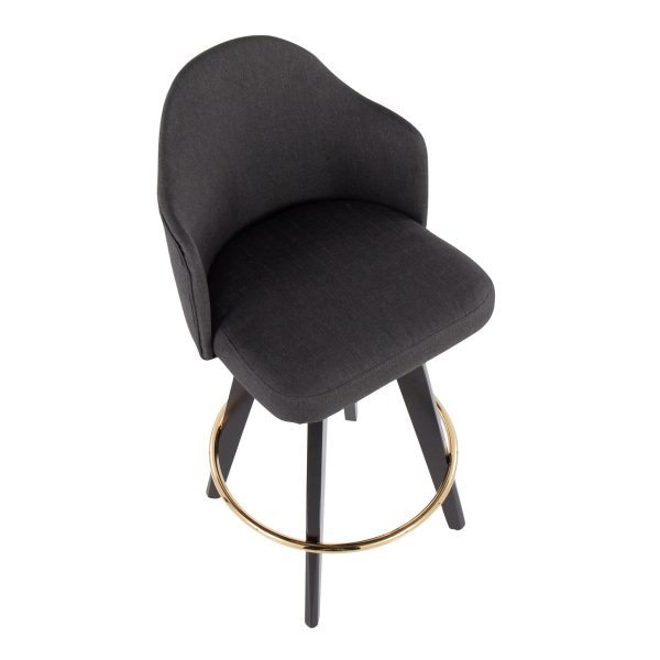 Ahoy Charcoal Fabric Contemporary 26 Inch Counter Stools w Charcoal Fabric Seat Set of 2 8