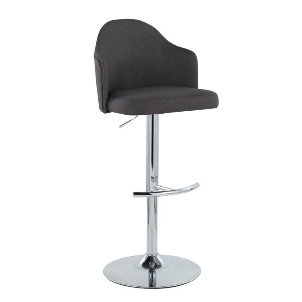 Ahoy Chrome and Charcoal Adjustable Contemporary Barstools Set of 2 2
