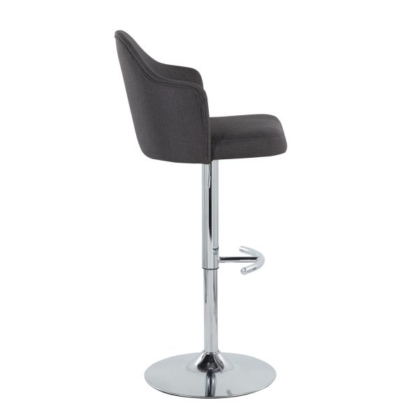 Ahoy Chrome and Charcoal Adjustable Contemporary Barstools Set of 2 3