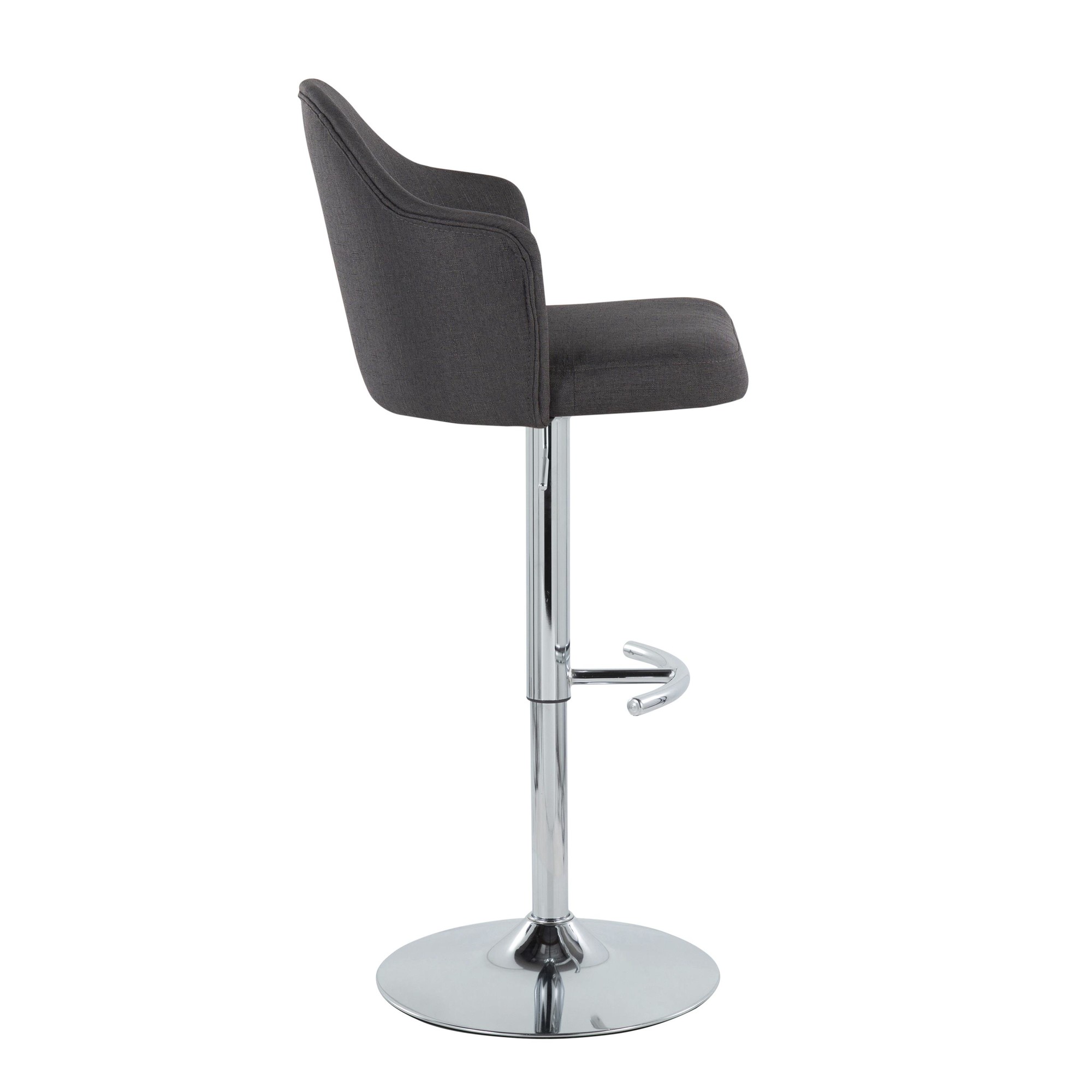Ahoy Chrome and Charcoal Adjustable Contemporary Barstools (Set of 2) 3 Ahoy Chrome and Charcoal Adjustable Contemporary Barstools (Set of 2) - Image 3
