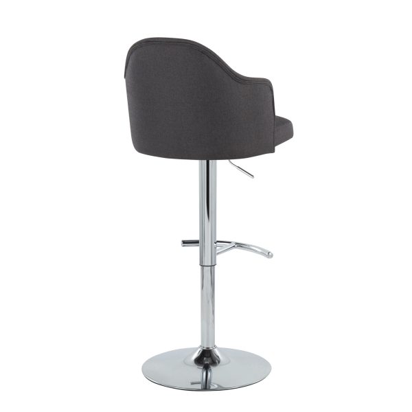 Ahoy Chrome and Charcoal Adjustable Contemporary Barstools Set of 2 4