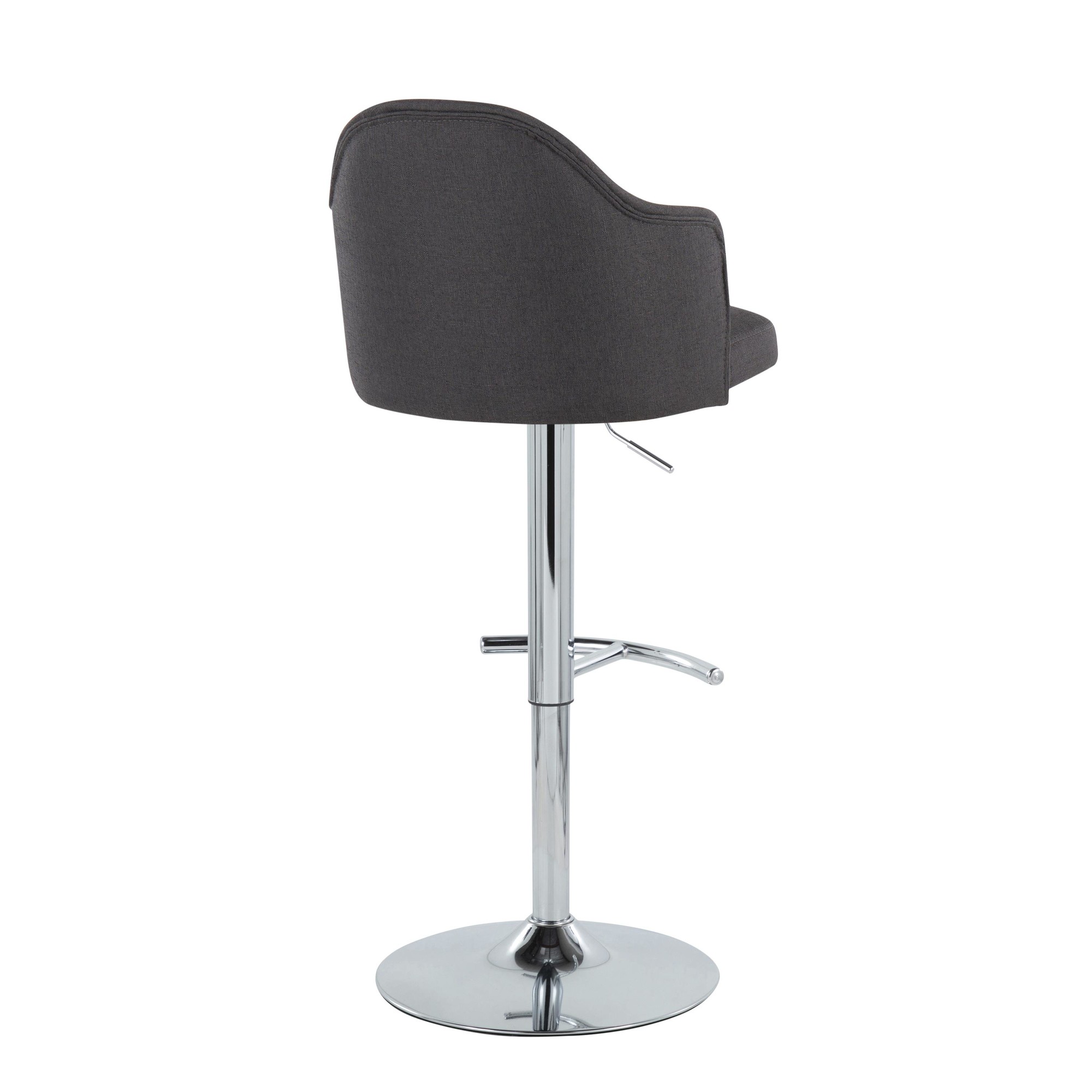 Ahoy Chrome and Charcoal Adjustable Contemporary Barstools (Set of 2) 4 Ahoy Chrome and Charcoal Adjustable Contemporary Barstools (Set of 2) - Image 4