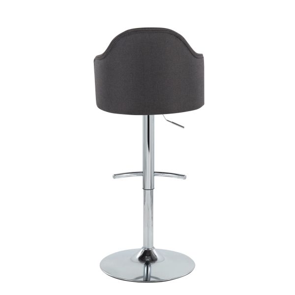 Ahoy Chrome and Charcoal Adjustable Contemporary Barstools Set of 2 5