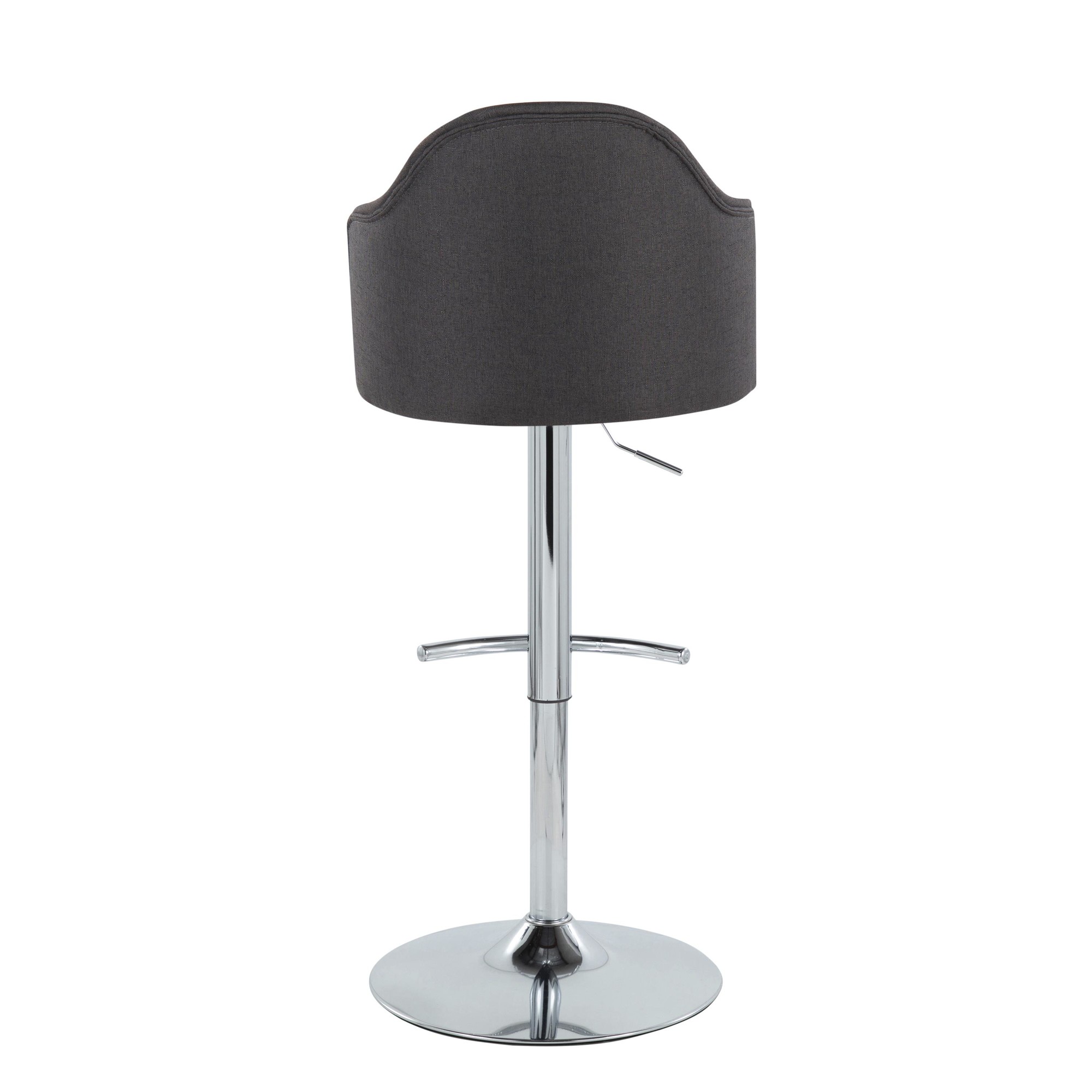 Ahoy Chrome and Charcoal Adjustable Contemporary Barstools (Set of 2) 5 Ahoy Chrome and Charcoal Adjustable Contemporary Barstools (Set of 2) - Image 5