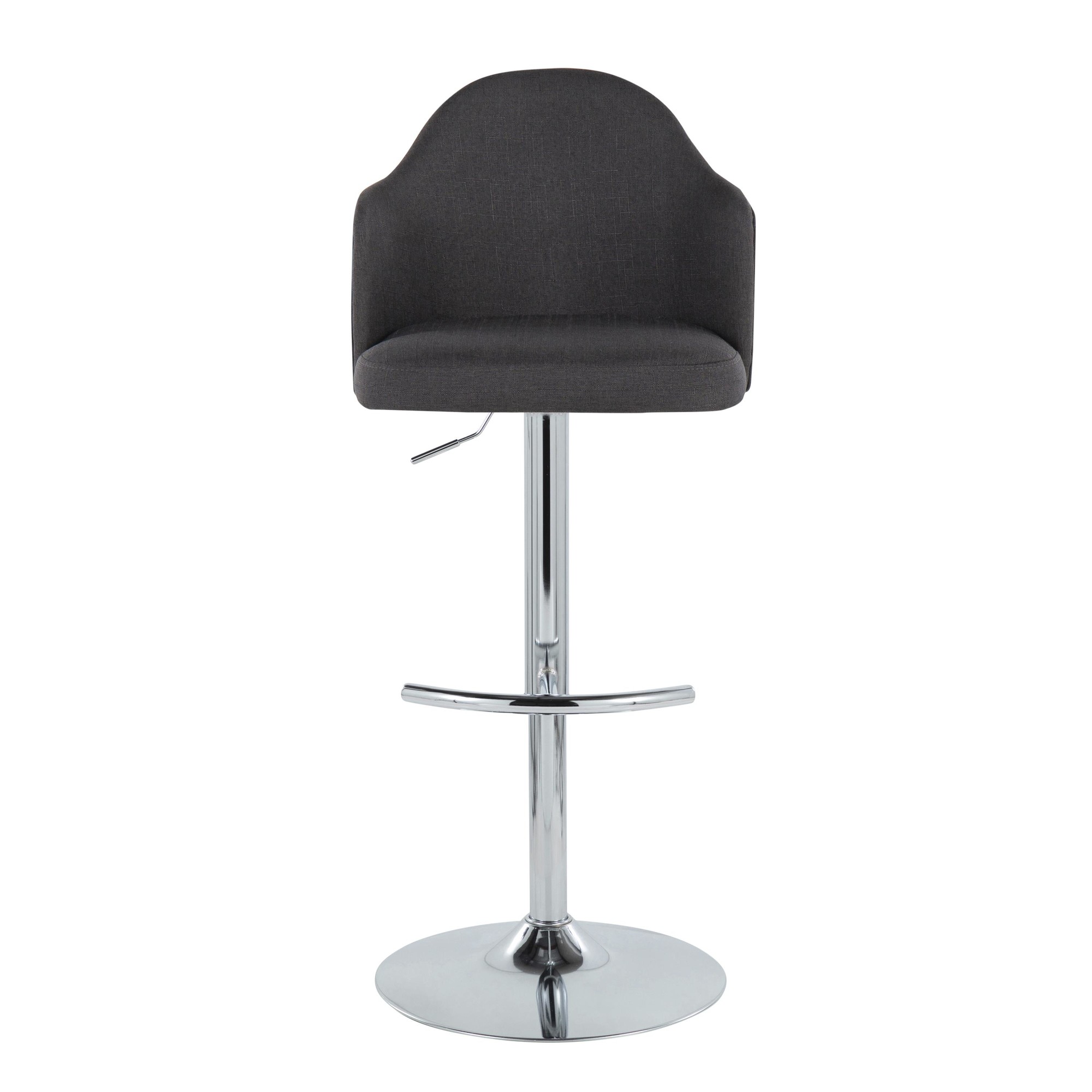 Ahoy Chrome and Charcoal Adjustable Contemporary Barstools (Set of 2) 6 Ahoy Chrome and Charcoal Adjustable Contemporary Barstools (Set of 2) - Image 6