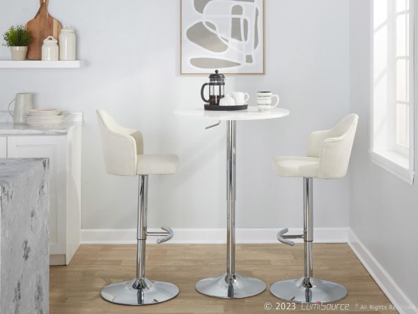 Ahoy Chrome and Cream Contemporary Adjustable Barstools Set of 2 2
