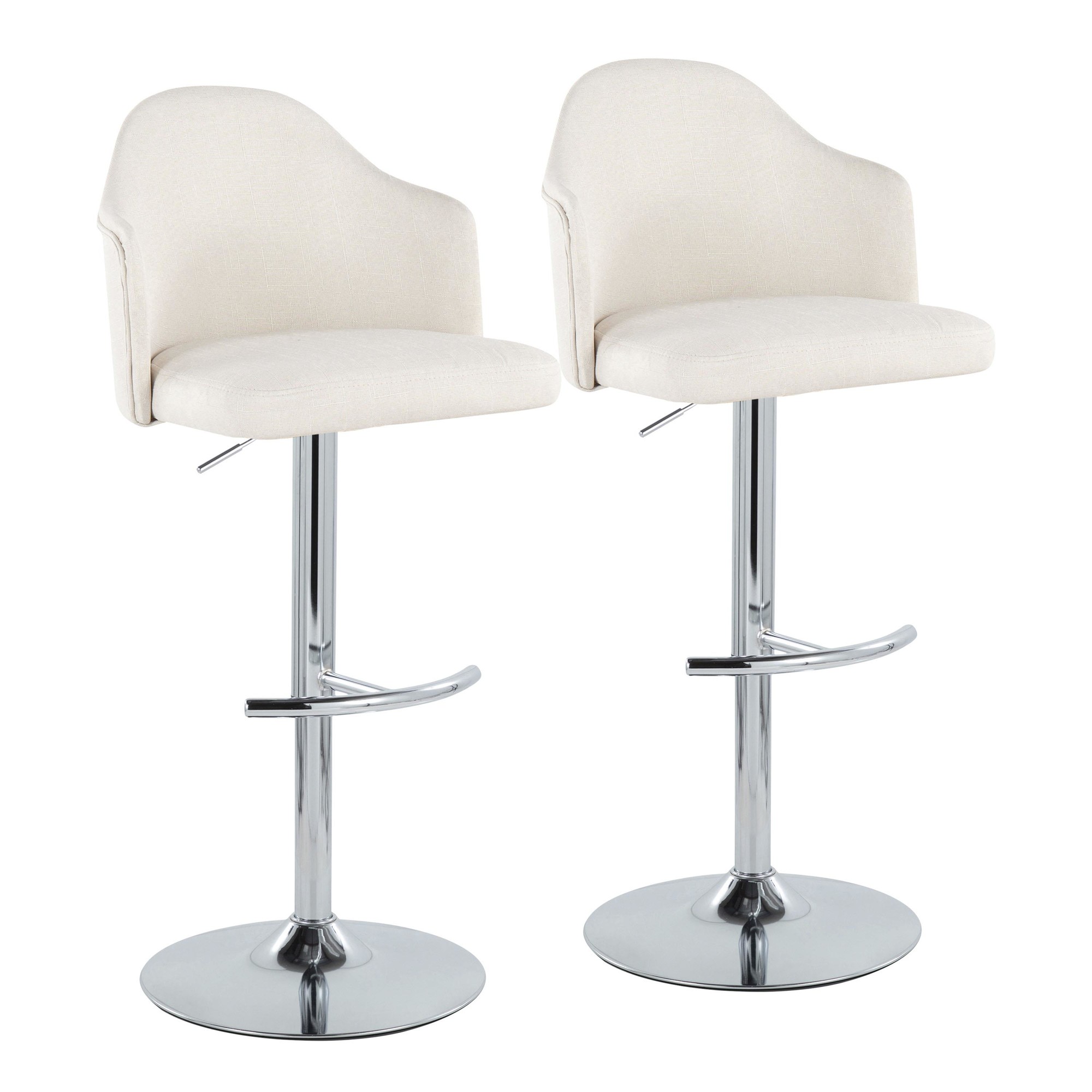 Ahoy Chrome and Cream Contemporary Adjustable Barstools (Set of 2) 5 Ahoy Chrome and Cream Contemporary Adjustable Barstools (Set of 2) - Image 5