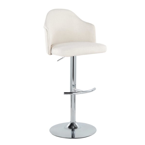 Ahoy Chrome and Cream Contemporary Adjustable Barstools Set of 2 5