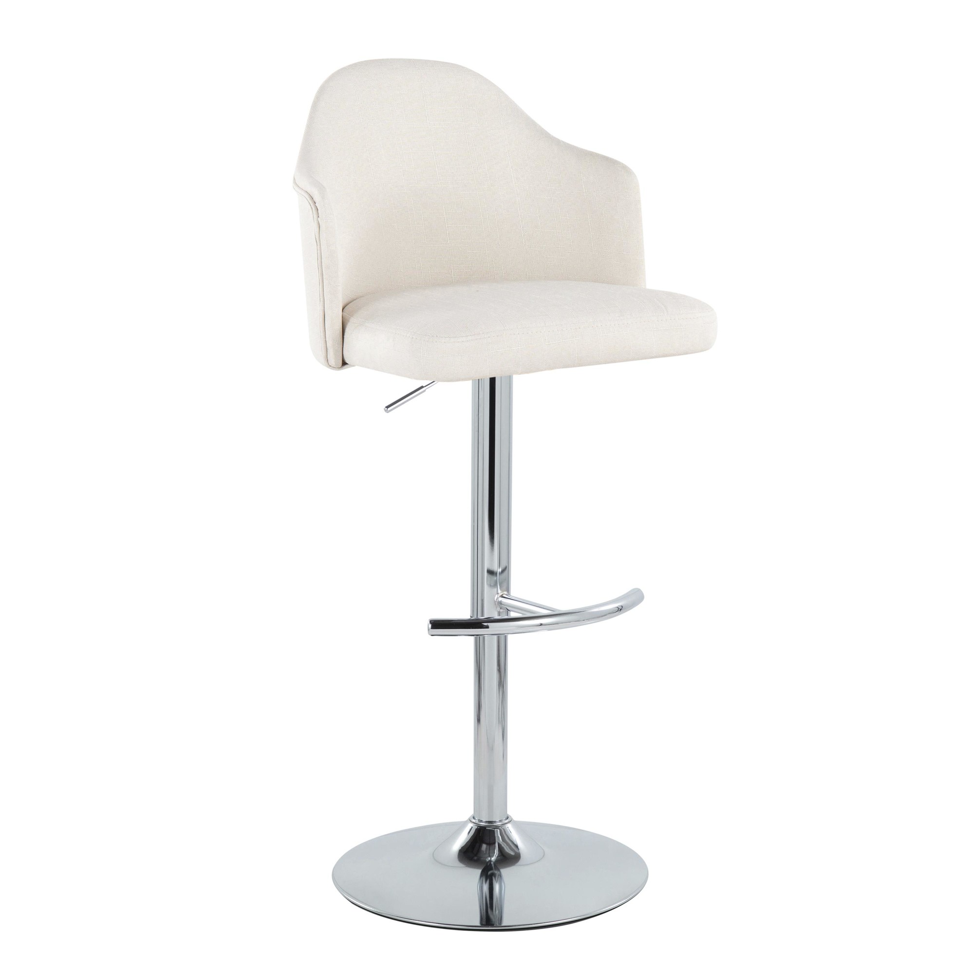Ahoy Chrome and Cream Contemporary Adjustable Barstools (Set of 2) 6 Ahoy Chrome and Cream Contemporary Adjustable Barstools (Set of 2) - Image 6