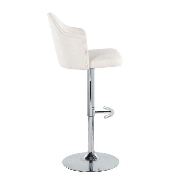 Ahoy Chrome and Cream Contemporary Adjustable Barstools Set of 2 6