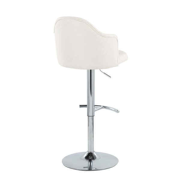 Ahoy Chrome and Cream Contemporary Adjustable Barstools Set of 2 7