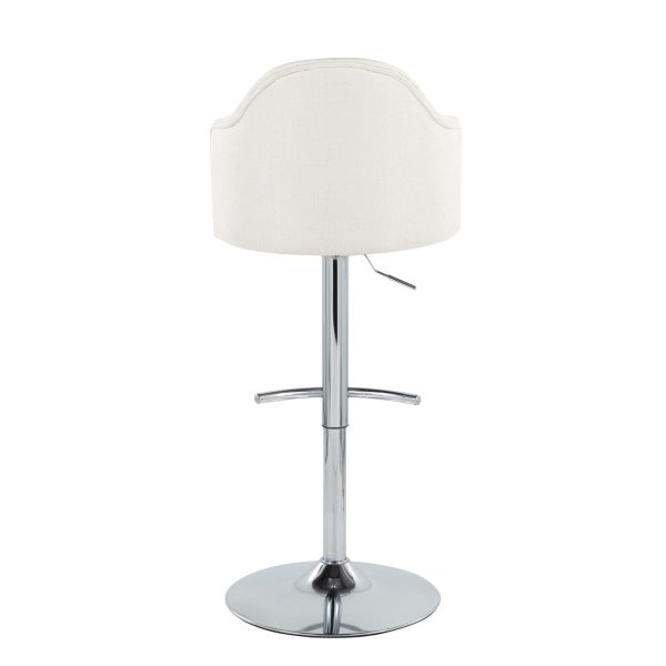 Ahoy Chrome and Cream Contemporary Adjustable Barstools Set of 2 8