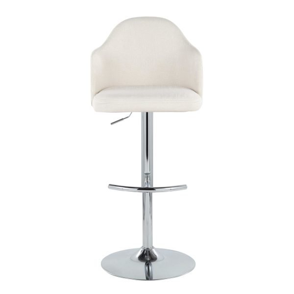 Ahoy Chrome and Cream Contemporary Adjustable Barstools Set of 2 9