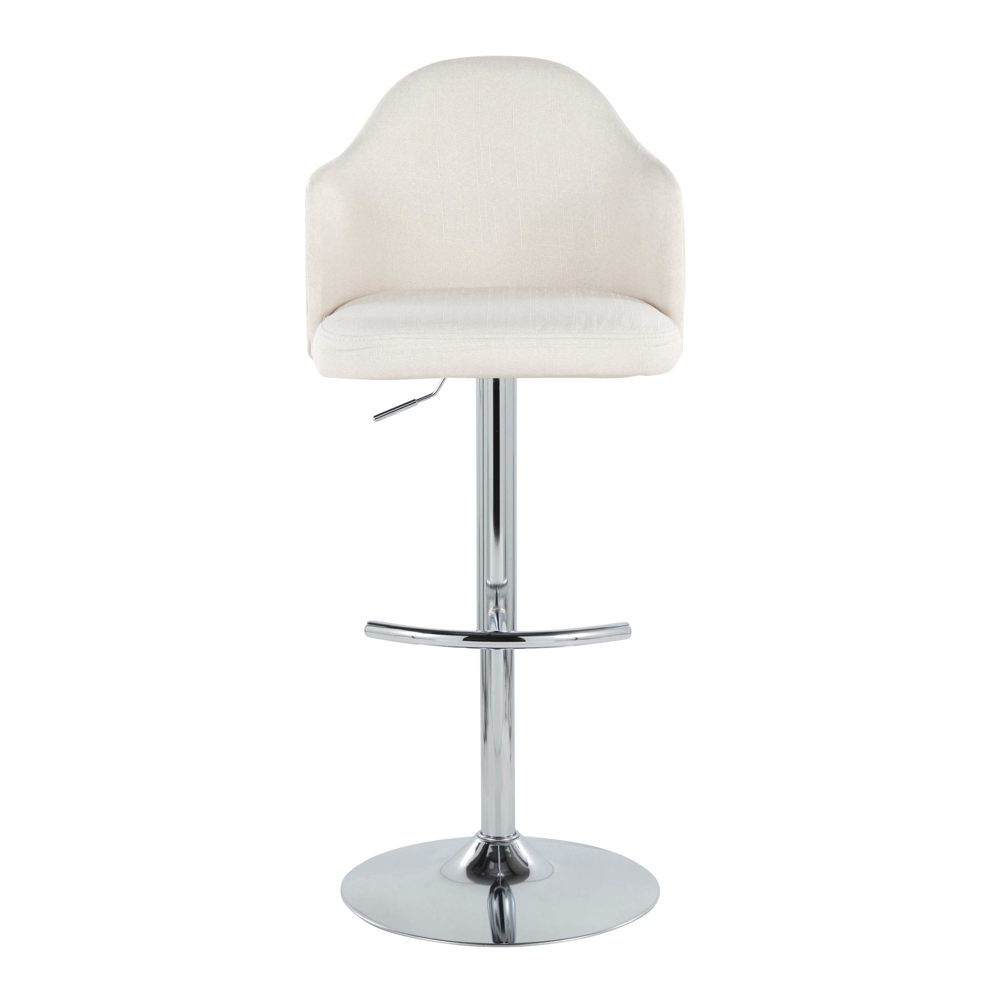 Ahoy Chrome and Cream Contemporary Adjustable Barstools (Set of 2) 10 Ahoy Chrome and Cream Contemporary Adjustable Barstools (Set of 2) - Image 10