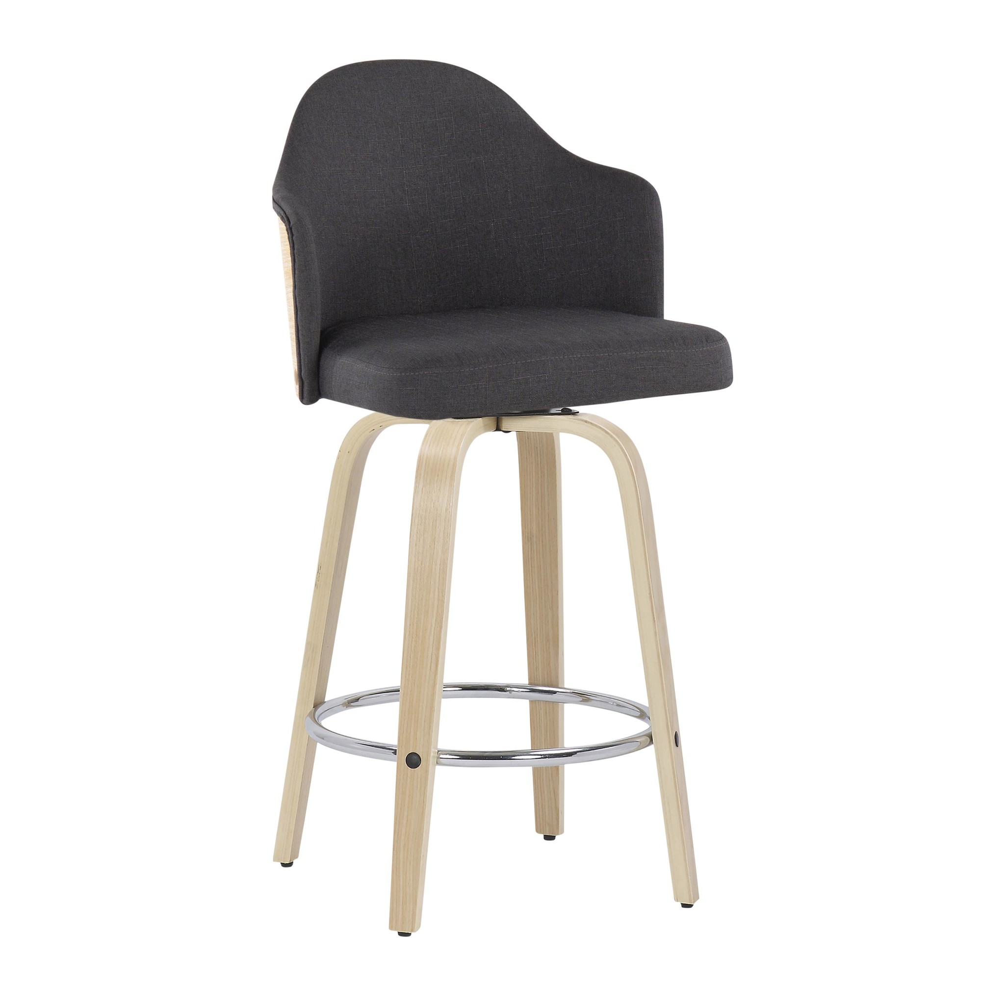 Ahoy Contemporary Bamboo Counter Stool Charcoal Fabric Seat (Set of 2) 3 Ahoy Contemporary Bamboo Counter Stool Charcoal Fabric Seat (Set of 2) - Image 3