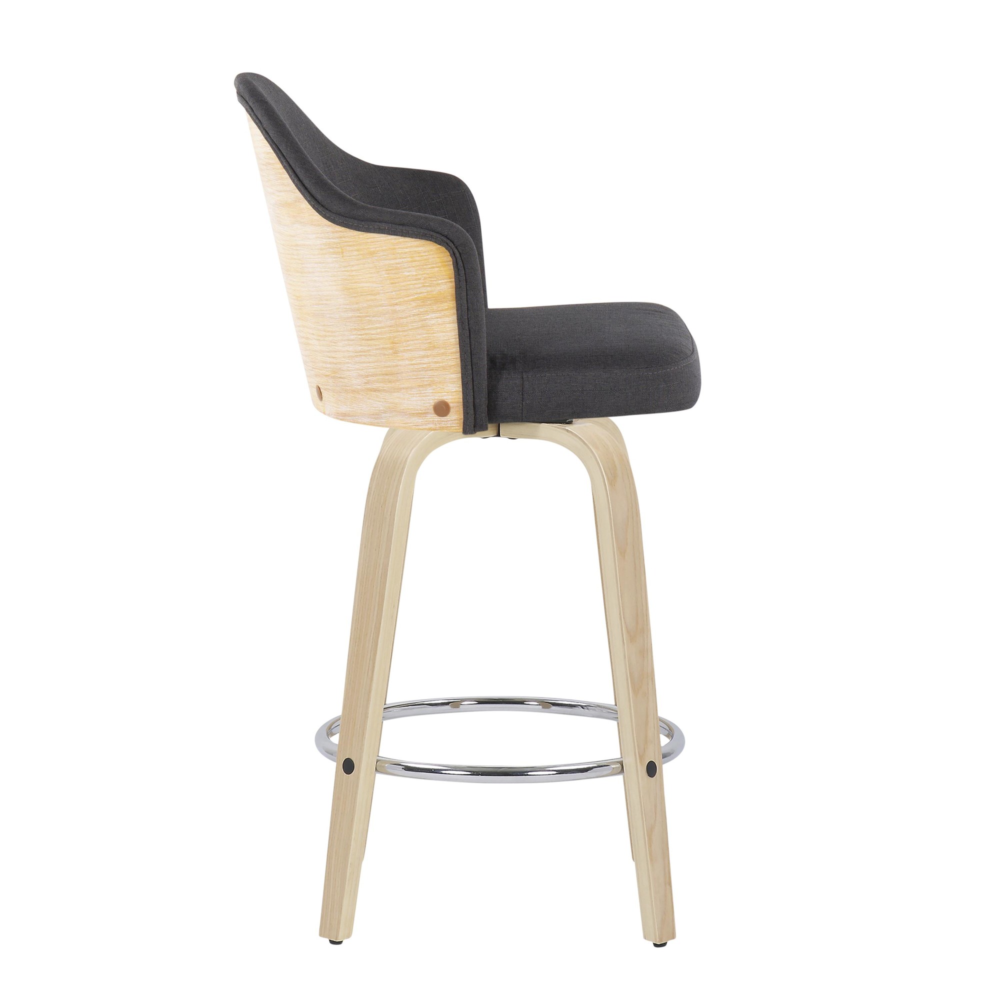 Ahoy Contemporary Bamboo Counter Stool Charcoal Fabric Seat (Set of 2) 4 Ahoy Contemporary Bamboo Counter Stool Charcoal Fabric Seat (Set of 2) - Image 4