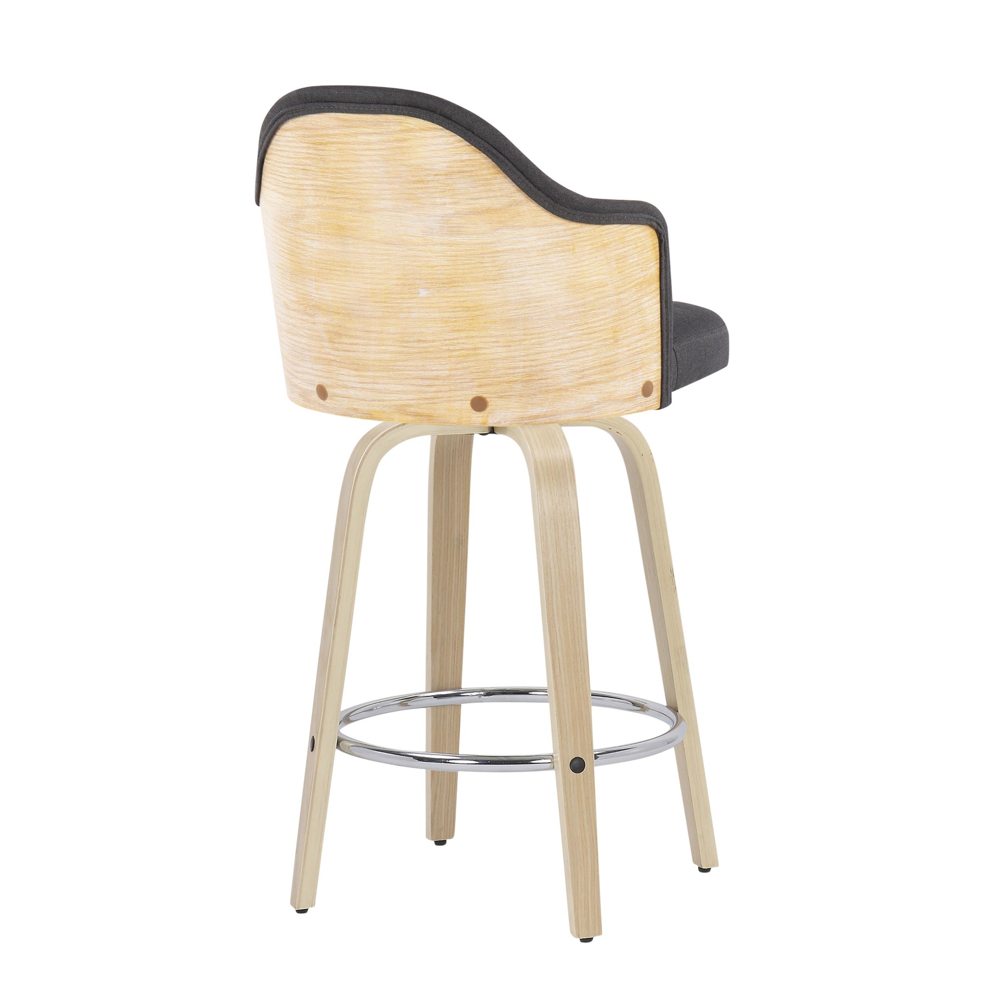 Ahoy Contemporary Bamboo Counter Stool Charcoal Fabric Seat (Set of 2) 5 Ahoy Contemporary Bamboo Counter Stool Charcoal Fabric Seat (Set of 2) - Image 5