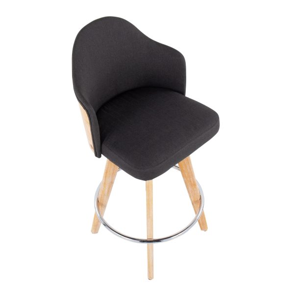 Ahoy Contemporary Bamboo Counter Stool Charcoal Fabric Seat Set of 2 7
