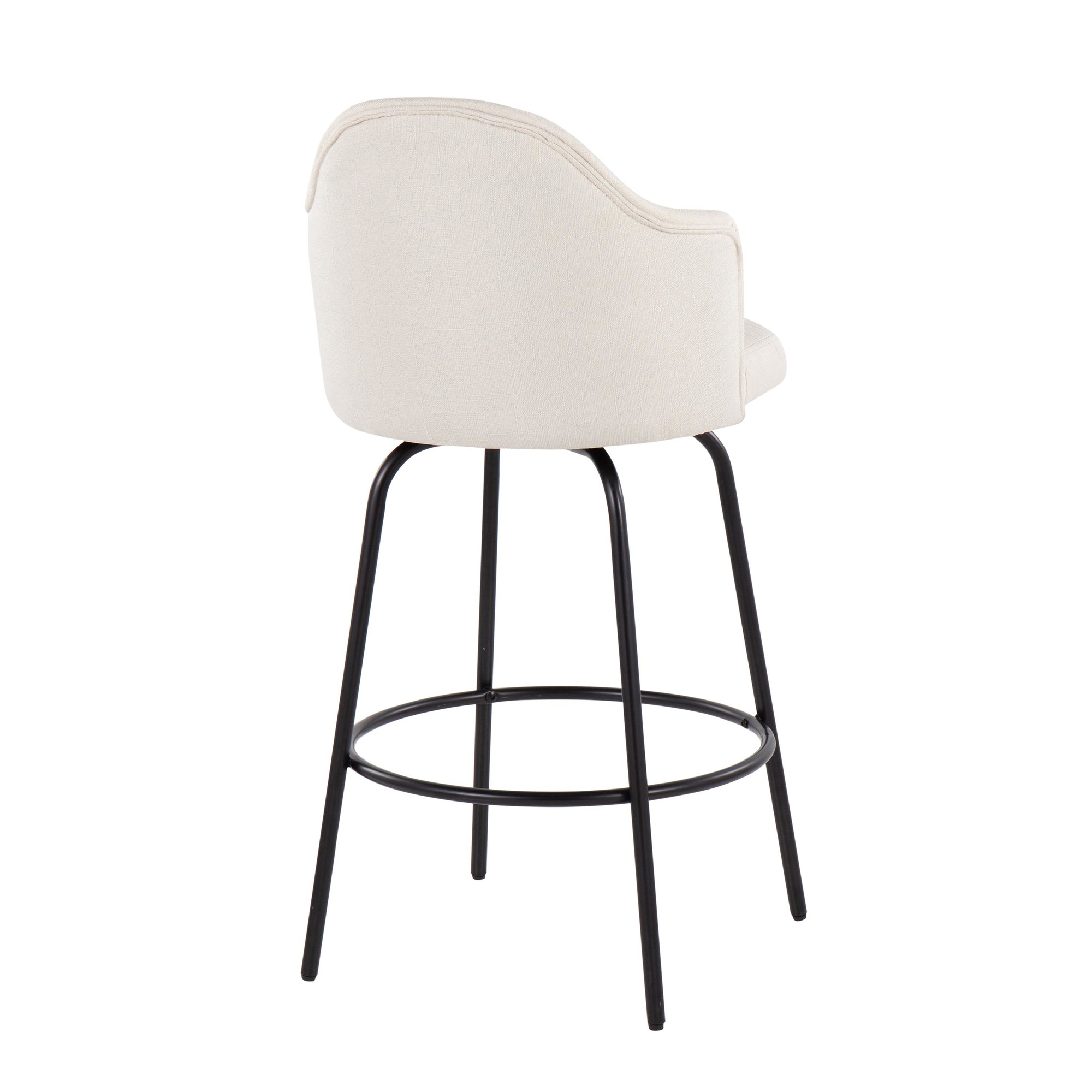 Ahoy Contemporary Black Metal Cream Fabric Counter Stools (Set of 2) 5 Ahoy Contemporary Black Metal Cream Fabric Counter Stools (Set of 2) - Image 5