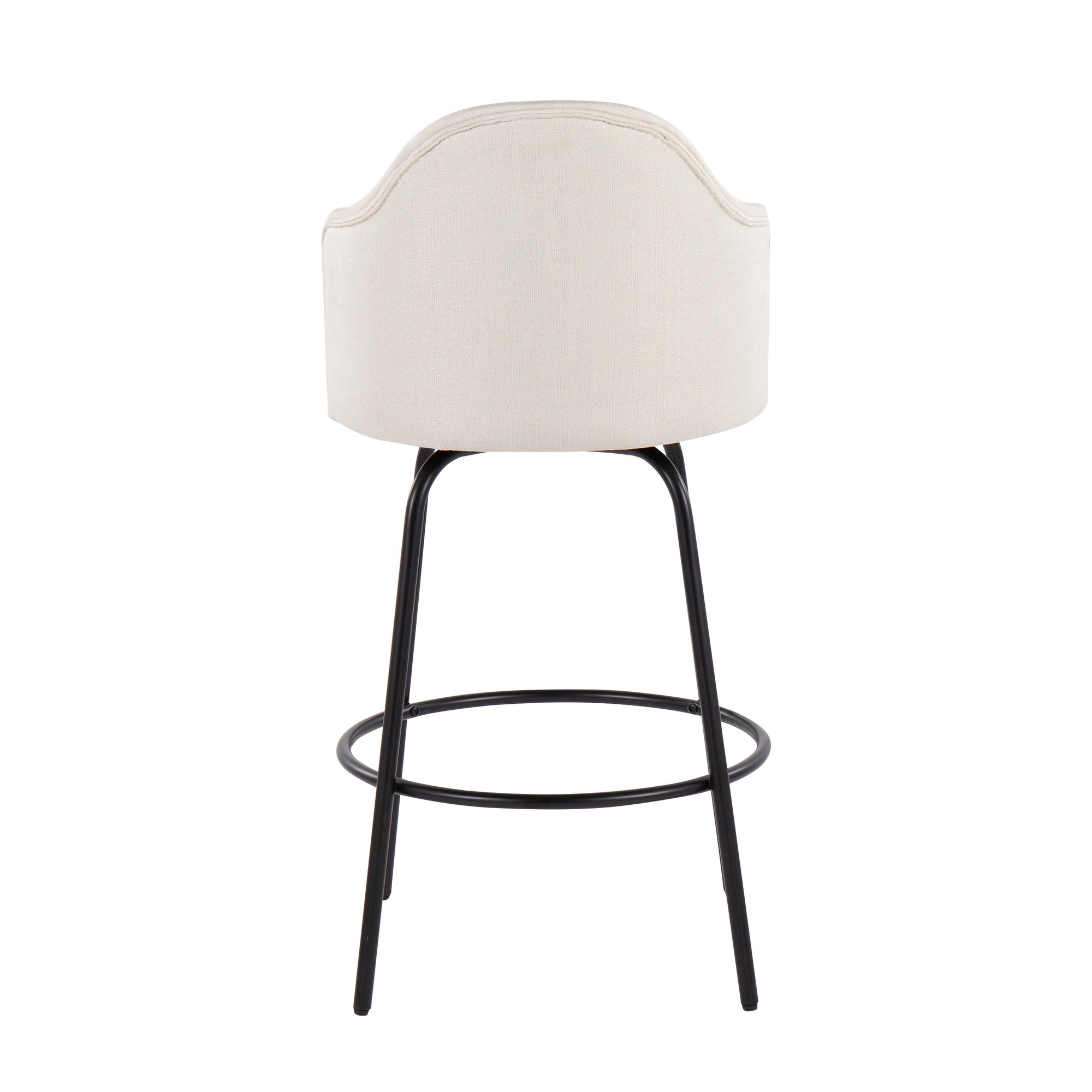 Ahoy Contemporary Black Metal Cream Fabric Counter Stools (Set of 2) 6 Ahoy Contemporary Black Metal Cream Fabric Counter Stools (Set of 2) - Image 6