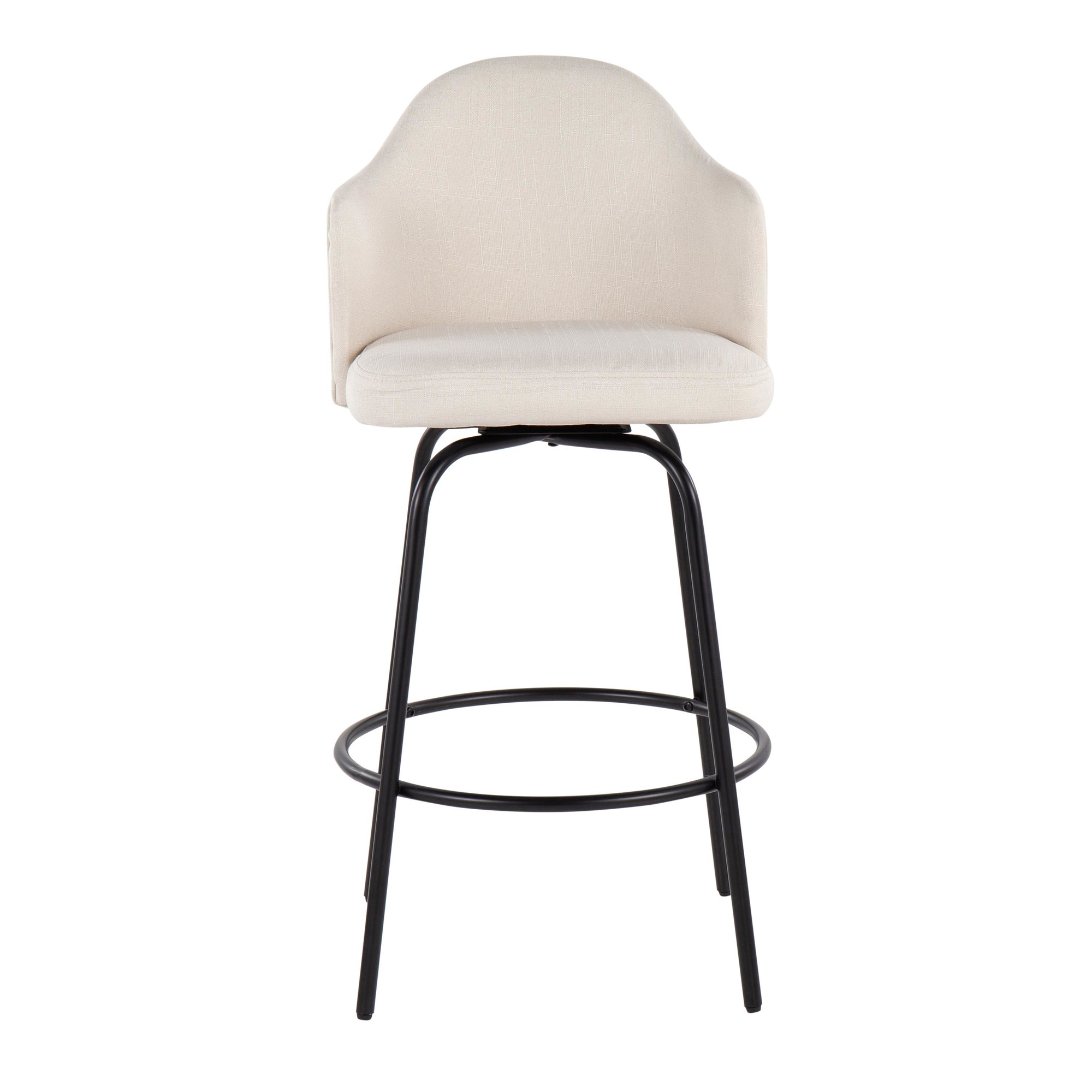 Ahoy Contemporary Black Metal Cream Fabric Counter Stools (Set of 2) 7 Ahoy Contemporary Black Metal Cream Fabric Counter Stools (Set of 2) - Image 7