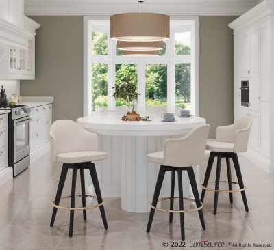 Ahoy Contemporary Cream Fabric 26-Inch Counter Stools (Set of 2)