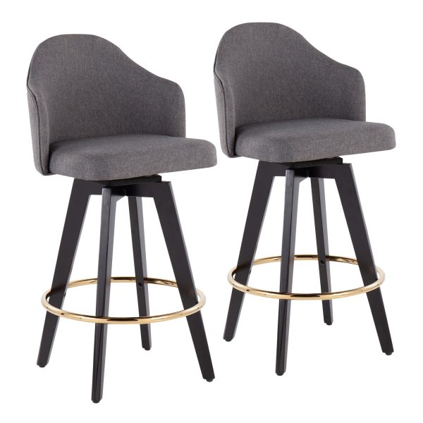 Ahoy Contemporary Grey Fabric 26 Inch Counter Stools Set of 2 2