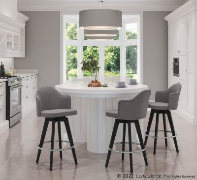 Ahoy Contemporary Grey Fabric 26-Inch Counter Stools (Set of 2)