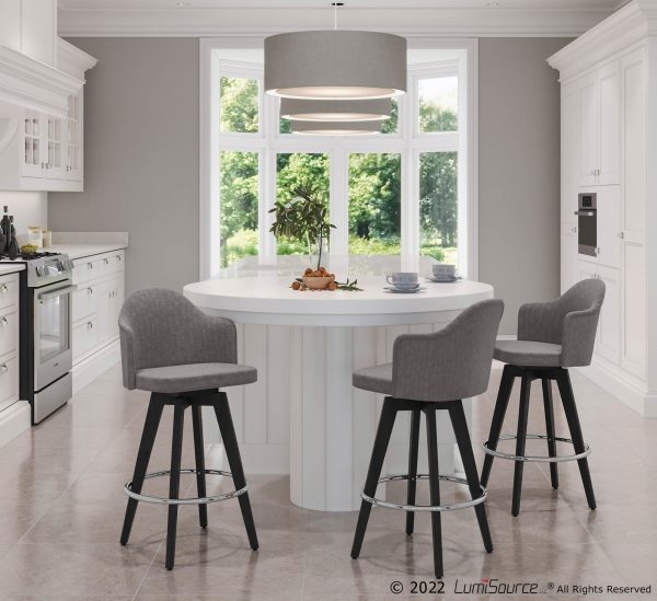 Ahoy Contemporary Grey Fabric 26 Inch Counter Stools Set of 2