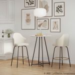 Ahoy Cream Fabric Black Metal Contemporary Counter Stools (Set of 2)