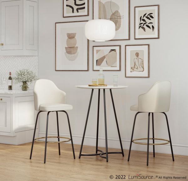 Ahoy Cream Fabric Black Metal Contemporary Counter Stools Set of 2 1