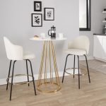 Ahoy Cream Fabric Black Metal Contemporary Counter Stools (Set of 2)