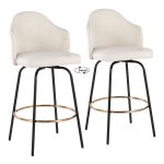 Ahoy Cream Fabric Black Metal Contemporary Counter Stools (Set of 2)