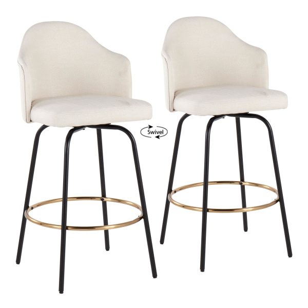 Ahoy Cream Fabric Black Metal Contemporary Counter Stools Set of 2 2