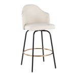 Ahoy Cream Fabric Black Metal Contemporary Counter Stools (Set of 2)