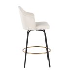 Ahoy Cream Fabric Black Metal Contemporary Counter Stools (Set of 2)