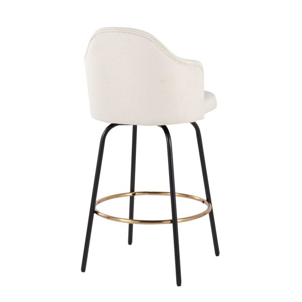 Ahoy Cream Fabric Black Metal Contemporary Counter Stools Set of 2 5