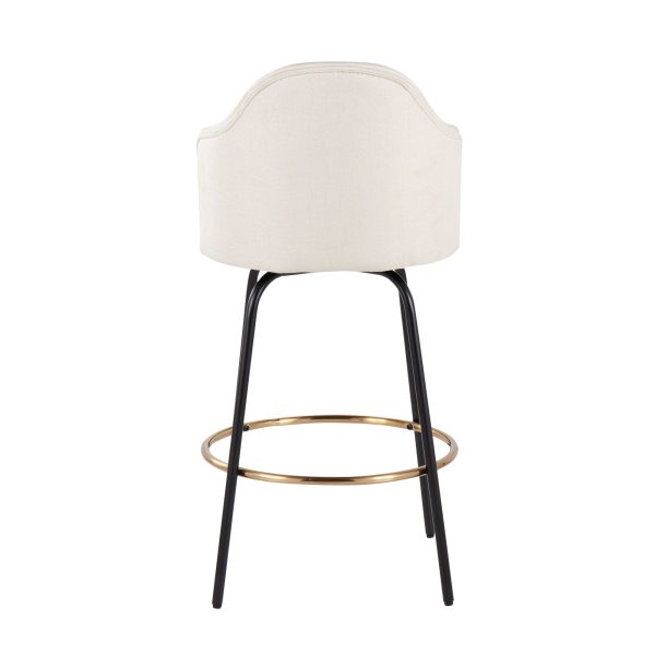 Ahoy Cream Fabric Black Metal Contemporary Counter Stools Set of 2 6
