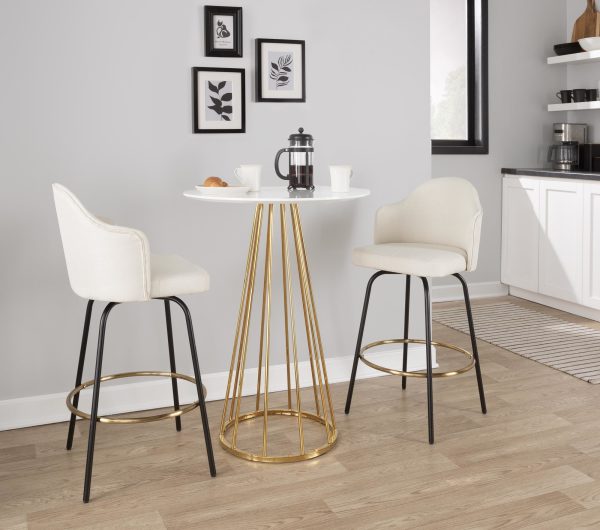 Ahoy Cream Fabric Black Metal Contemporary Counter Stools Set of 2