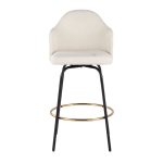 Ahoy Cream Fabric Black Metal Contemporary Counter Stools (Set of 2)