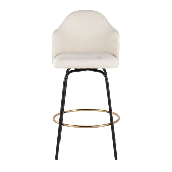 Ahoy Cream Fabric Black Metal Contemporary Counter Stools Set of 2 7
