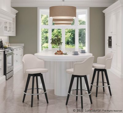 Ahoy Cream Fabric Contemporary 26-Inch Counter Stools (Set of 2)