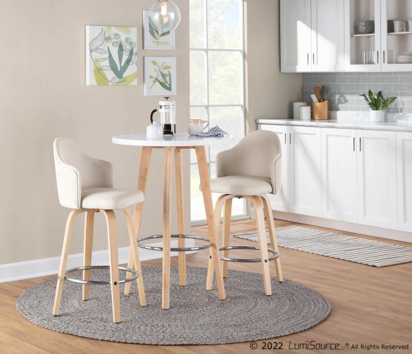 Ahoy Cream Fabric Mid Century Modern Counter Stool Set of 2 1